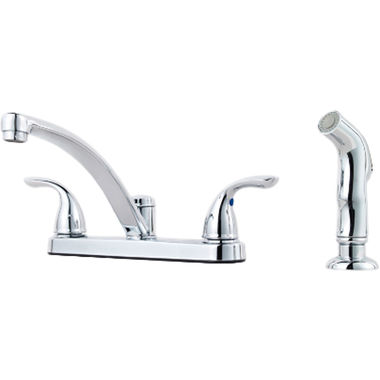 Click here to see Pfister G135-8000 Pfister Pfirst Two-Handle Kitchen Faucet with Side Spray, Pforever Seal, Lever Handles, ADA, Polished Chrome - G135-8000