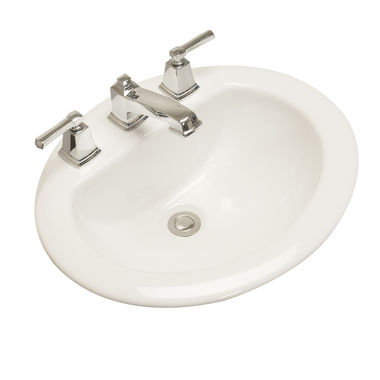 Click here to see Western Pottery L172-8C Western Pottery Oval Self-Rimming Lavatory Sink, Low Warpage Edge, 8in Centers, Cashmere - L172-8C