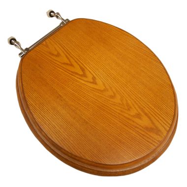 Click here to see Jones Stephens C3B2R117CH Jones Stephens C3B2R117CH Light Oak - Chrome Hinge Round Wood Toilet Seat