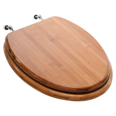 Click here to see Jones Stephens C3B2E220BN Jones Stephens C3B2E220BN Bamboo - Brushed Nickel Hinge Elongated Wood Toilet Seat