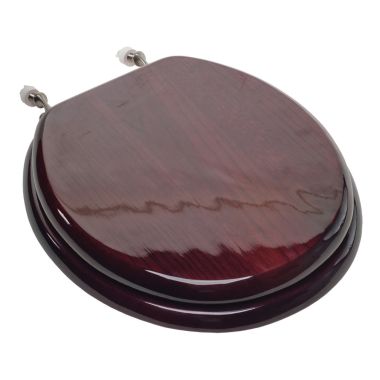 Click here to see Jones Stephens C2B1R16BN Jones Stephens C2B1R16BN Mahogany - Brushed Nickel Hinge Round Wood Toilet Seat