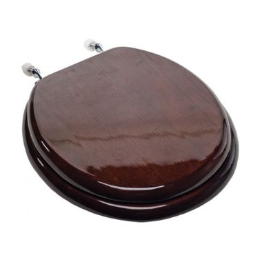 Click here to see Jones Stephens C2B1R18CH Jones Stephens C2B1R18CH Dark Brown - Chrome Hinge Round Wood Toilet Seat