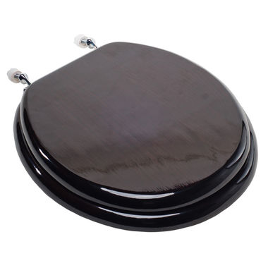 Click here to see Jones Stephens C2B1R19CH Jones Stephens C2B1R19CH Walnut - Chrome Hinge Round Wood Toilet Seat