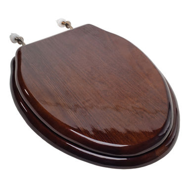 Click here to see Jones Stephens C2B1E18BN Jones Stephens C2B1E18BN Dark Brown - Brushed Nickel Hinge Elongated Wood Toilet Seat