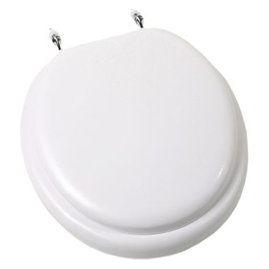 Click here to see Jones Stephens C3B5R200CH Jones Stephens C3B5R200CH White - Chrome Hinge Round Padded Wood Toilet Seat