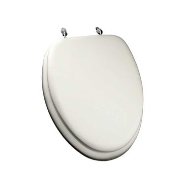 Click here to see Jones Stephens C3B5E200CH Jones Stephens C3B5E200CH White - Chrome Hinge Elongated Padded Wood Toilet Seat