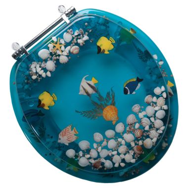 Click here to see Jones Stephens C2B6R9AQCH Jones Stephens C2B6R9AQCH Aquarium Designer Acrylic Seat, Chrome Hinge, Round Closed Front with Cover