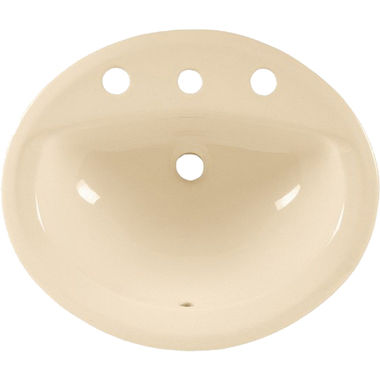 Click here to see American Standard 0475.020.021 American Standard Aqualyn Countertop Sink, Faucet Ledge, Front Overflow, 8in Centers, Bone - 0475.020.021