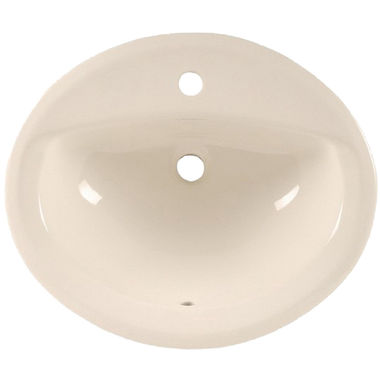 Click here to see American Standard 0475.047.222 American Standard Aqualyn Oval Countertop Sink Faucet Ledge, Front Overflow, 1-Hole, Vitreous China, Linen - 0475.047.222