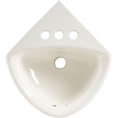 Click here to see American Standard 0451.021.020 American Standard Corner Minette Wall-Hung Lavatory with Front Overflow, Vitreous China, Three-Hole, 4in Centers, White - 0451.021.020