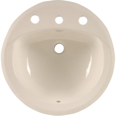 Click here to see American Standard 0490.011.222 American Standard Rondalyn Round Countertop Bathroom Sink, 3-Hole, 8in Centers, Vitreous China, Linen - 0490.011.222