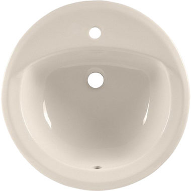Click here to see American Standard 0490.156.222 American Standard Rondalyn Round Countertop Bathroom Sink, 1-Hole, Vitreous China, ADA, Linen - 0490.156.222