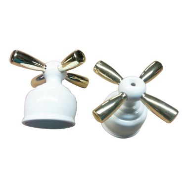 Click here to see Delta H66WP Delta H66WP Large Polished Brass/White Cross Handles