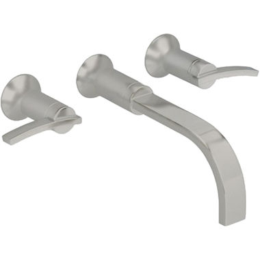 Click here to see American Standard 7430.451.295 American Standard Berwick Two-Lever Handle Wall-Mount Widespread Brushed Nickel Lavatory Faucet, 1.5 GPM, ADA, WaterSense - 7430.451.295