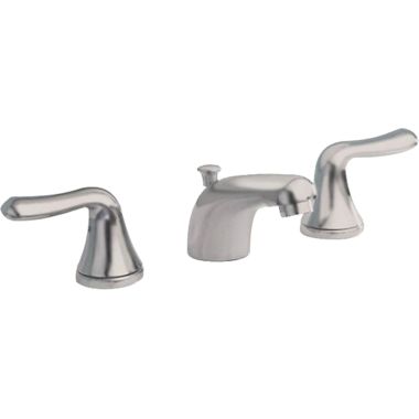 Click here to see American Standard 3875.501.295 American Standard Colony Soft Two Lever Handles Brushed Nickel Widespread Bathroom Faucet with 50/50 Drain, 1.5 GPM, WaterSense - 3875.501.295