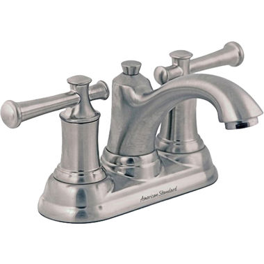 Click here to see American Standard 7415.201.295 American Standard Portsmouth Two-Handle Brushed Nickel Centerset Bathroom Faucet, 1.2 GPM, Speed Connect Drain, Lever Handles, Lead-Free - 7415.201.295