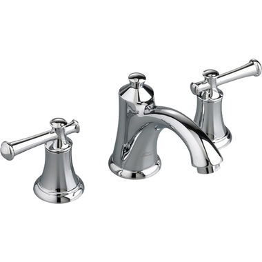 Click here to see American Standard 7415.801.002 American Standard Portsmouth Widespread Two-Handle Bathroom Faucet, Lever Handles, WaterSense Certified, 1.2 GPM, Polished Chrome - 7415.801.002