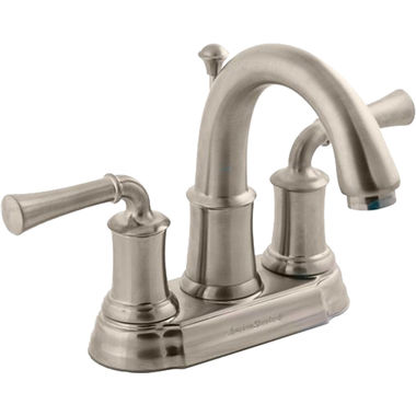 Click here to see American Standard 7420.201.295 American Standard 7420.201.295 Portsmouth Two-Handle Centerset Bathroom Faucet w/ Crescent Spout, Speed Connect Drain, Lever Handles, Brushed Nickel