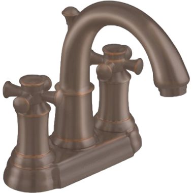 Click here to see American Standard 7420.221.224 American Standard Portsmouth Two-Handle Oil Rubbed Bronze Centerset Bathroom Faucet with Crescent Spout, 1.2 GPM, Speed Connect Drain, Cross Handles, Lead-Free - 7420.221.224