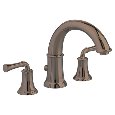 Click here to see American Standard 7420.900.224 American Standard Portsmouth Deck-Mount Oil Rubbed Bronze Tub Filler with Crescent Spout, Less Personal Shower, Two Metal Lever Handles, ADA - 7420.900.224