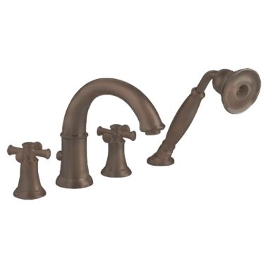 Click here to see American Standard 7420.921.224 American Standard Portsmouth Deck Mounted Oil-Rubbed Bronze Tub Filler with Handheld Shower, Two Metal Cross Handles - 7420.921.224
