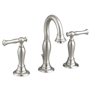Click here to see American Standard 7440.801.295 American Standard Quentin Two-Handle High Arc Widespread Brushed Nickel Lavatory Faucet, Metal Lever Handles, 1.5 GPM, WaterSense - 7440.801.295