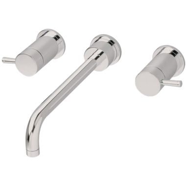 Click here to see American Standard 2064.451.295 American Standard Serin Two-Handle Wall-Mount Widespread Satin Nickel Lavatory Faucet, Metal Lever Handle, 1.5 GPM, WaterSense - 2064.451.295