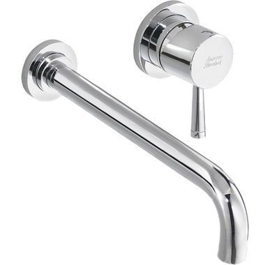 Click here to see American Standard 2064.461.002 American Standard Serin Single-Handle Wall-Mount Widespread Polished Chrome Lavatory Faucet, 2 Hole, Metal Lever Handle, 1.5 GPM, WaterSense - 2064.461.002