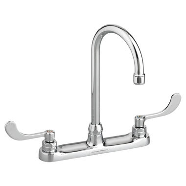 Click here to see American Standard 6405.170.002 American Standard Monterrey Kitchen Sink Faucet with Gooseneck Spout and Wrist Blade Handles, ADA, 1.5 GPM, Chrome - 6405170.002