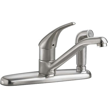 Click here to see American Standard 4175.503.075 American Standard Colony Single Handle Kitchen Faucet w/ Side Spray in Deck Plate, Stainless Steel - 4175.503.075