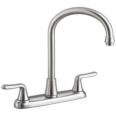 Click here to see American Standard 4275550F15.075 American Standard Colony Soft Two-Handle Kitchen Faucet, Gooseneck Spout, 1.5 gpm, Lever Handles, Stainless Steel - 4275.550F15.075