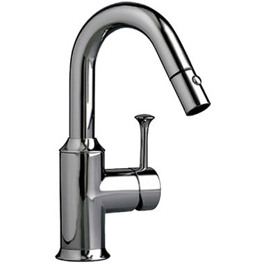 Click here to see American Standard 4332.410.075 American Standard Pekoe Single Handle Pull-Down Bar/Prep Faucet w/ Hi-Flow Spout, Stainless Steel - 4332.410.075