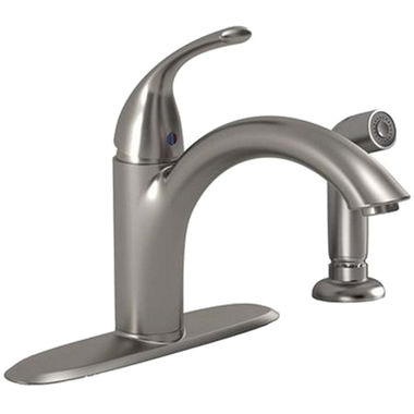 Click here to see American Standard 4433.001.075 American Standard Quince Single Handle Kitchen Faucet w/ Side Spray, Stainless Steel - 4433.001.075