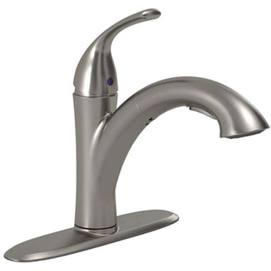Click here to see American Standard 4433.100.075 American Standard Quince Single Handle Pull-Out Kitchen Faucet, Stainless Steel - 4433.100.075