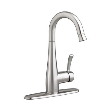 Click here to see American Standard 4433.410.075 American Standard Quince Single Handle High Arc Pull-Down Bar/Prep Faucet, Stainless Steel - 4433.410.075