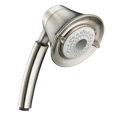 Click here to see American Standard 1660.743.295 American Standard FloWise Transitional Three-Function Water-Saving Hand Shower, 1.5 GPM, PVD Satin Nickel - 1660.743.295