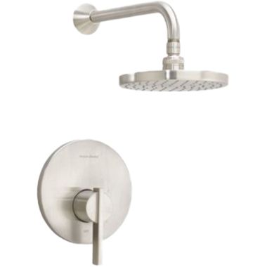 Click here to see American Standard T430.501.295 American Standard Shower Faucet with Rain Showerhead and Metal Lever Handle, Trim Only, 2.5 GPM, Brushed Nickel - T430.501.295