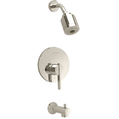 Click here to see American Standard T430.508.295 American Standard Berwick 2.0 GPM Satin Nickel Tub and Shower Trim Kit with FloWise Showerhead, Three-Function Showerhead, Single Lever Handle - T430.508.295
