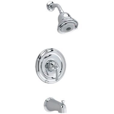 Click here to see American Standard T420.502.002 American Standard Portsmouth 2.0 GPM Chrome Tub and Shower Trim Kit with FloWise Showerhead, Single Metal Lever Handle, Three-Function Showerhead- T420.502.002