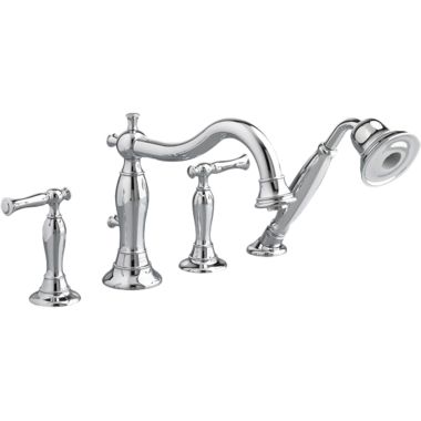 Click here to see American Standard 7440.900.002 American Standard Quentin Deck-Mount Chrome Tub Filler, Metal Lever Handles, Less Personal Shower, Drip-Free - 7440.900.002