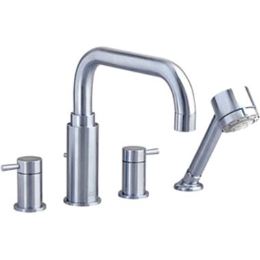 Click here to see American Standard 2064.901.295 American Standard Serin Deck Mounted Two-Handle Satin Nickel Tub Filler with Hand Shower, ADA Compliant - 2064.901.295