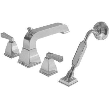 Click here to see American Standard 2555901.295 American Standard Town Square Two-Handle Deck Mounted Satin Nickel Tub Filler with Hand Shower, ADA Compliant - 2555.901.295