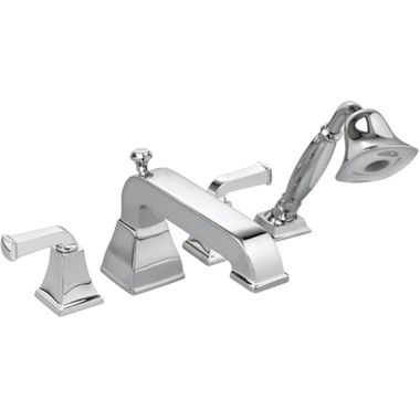 Click here to see American Standard 2555.921.002 American Standard Town Square Two-Handle Deck-Mount Chrome Tub Filler with Hand Shower, Metal Lever Handles, ADA Compliant - 2555.921.002