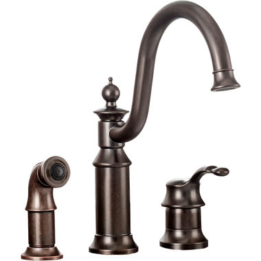 Click here to see Moen S711ORB Moen Waterhill Single-Handle High Arc Kitchen Faucet w/ Side Spray, Soap Dispenser, 3 Hole, Oil Rubbed Bronze - S711ORB