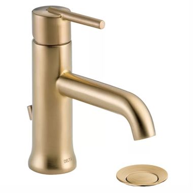 Click here to see Delta 559LF-CZMPU Delta Trinsic Tube Spout Champagne Bronze Lavatory Faucet with Escutcheon, Metal Pop-Up, 1.2 GPM, Single-Handle, Lever Handle - 559LF-CZMPU