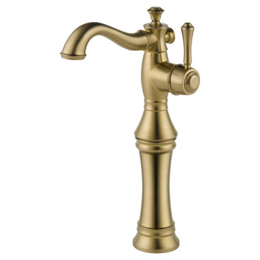 Click here to see Delta 797LF-CZ Delta Cassidy Hook Spout Champagne Bronze Vessel Lavatory Faucet with Single-Hole Riser, Less Drain, 1.2 GPM, Single-Handle, Lever Handle - 797LF-CZ