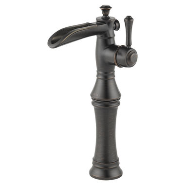 Click here to see Delta 798LF-RB Delta Cassidy Channel Spout Venetian Bronze Lavatory Faucet with Single-Hole Riser, Less Pop-Up, 1.2 GPM, Single-Handle, Lever Handle - 798LF-RB