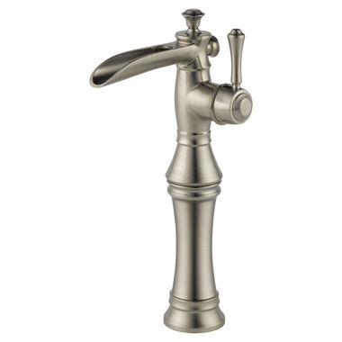 Click here to see Delta 798LF-SS Delta Cassidy Channel Spout Stainless Lavatory Faucet with Single-Hole Riser, Less Pop-Up, 1.2 GPM, Single-Handle, Lever Handle - 798LF-SS