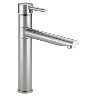 Click here to see Delta 1159LF-AR Delta Trinsic One-Handle Single-Hole Deck Mount Arctic Stainless Kitchen Faucet with Ceramic Cartridge, 1.8 GPM, Lever Handle, ADA - 1159LF-AR