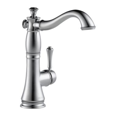 Click here to see Delta 1997LF-AR Delta Cassidy Single-Handle Deck-Mount Arctic Stainless Bar/Prep Sink Faucet with Ceramic Disc Cartridge, 1.5 GPM, Lever Handle, ADA-Compliant - 1997LF-AR